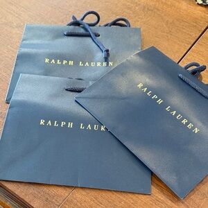 3 Ralph Lauren Blue Gift Bags with Gold Logo(3 bags in set)NWTS